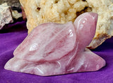 MD-LG. Rose Quartz Crystal Turtle on Rock Carving ✨🩷🌹🐢🪨