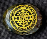 XL Labradorite Crystal Palmstone w/Golden Etched Engraving 🤩✨🌟⚜️💙💠