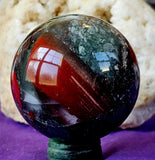 Bloodstone w/Pyrite Inclusions Crystal Sphere ✨🔮⚜️🩶🖤❤️🩸