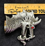 Vintage Antique Pewter Dragon Bust Figurine w/Red Eyes 🐲❤️🔥🩶🐉
