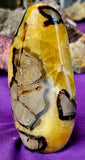 LG. UV Reactive Polished Septarian Crystal Freeform 💛✨🤩🖤