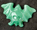 Green Aventurine Crystal Bat w/Skull Face Carving ✨💀🦇💚🍏