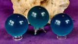 SM. Teal Cat Eye Crystal Sphere 👁️✨😻🔮🐈🩵