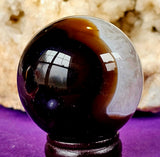 Black Agate Crystal Sphere ✨🤍🤯😍🔮🖤