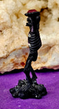 Vintage Antique Pewter Black Skeleton Dragon Staff Figurine 💀🪾🧙‍♂️🖤🩸