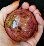 Sunset Rhodonite Crystal Sphere 🩷🔮🧡