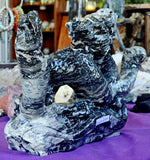 MASSIVE Picasso Jasper Crystal Eastern Asian Themed Dragon Statue ✨🤩🤯🖤🤍🩶🐲🐉