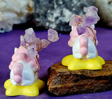 Sleepy Unicorn on Yellow Cloud w/Wire Wrapped Amethyst Crystal Tree Figuring 💛☁️💤🦄🩷