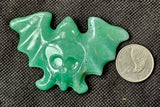 Green Aventurine Crystal Bat w/Skull Face Carving ✨💀🦇💚🍏