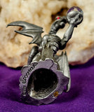 Vintage Antique Pewter Dragon Figurine w/Crystal Sphere Red Eyes 🐲❤️🐉🩶