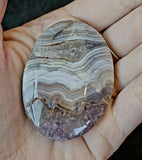 Banded Agate & Amethyst Crystal Palmstone 💜✨🤍💎