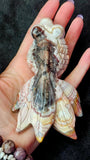 LG. Banded Agate Crystal Fantail Goldfish Carving ✨🤩🐟🐠🐡🤯🤍