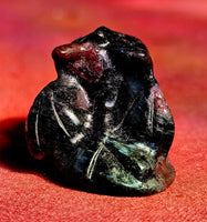 Arfvedsonite aka Fireworks Stone & Garnet Crystal Toothless Figurine ❤️🐲🖤