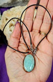 Oval Amazonite Crystal Necklace in Copper Pendant ✨📿💙🌊