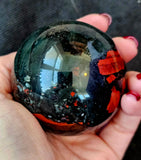 Polished Bloodstone Crystal Sphere ✨🔮🩸🩶⚜️