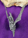Vintage Antique Pewter Dragon Figurine w/Green Eyes 💚🐉🐲✨🩶🗡️