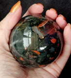 Bloodstone Crystal Sphere w/Pyrite Inclusions 🔮✨🖤🩸⚜️