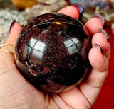 Arfvedsonite aka Fireworks Stone & Garnet Crystal Sphere 🔮🖤❤️