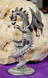 Vintage Antique Pewter Dragon Figurine w/Missing Crystal Ball 🔮✨🐲🐉🩶