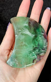 Banded Rainbow Fluorite Crystal Crescent Moon 💚🌙🌈💜☪️