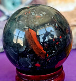 Polished Bloodstone Crystal Sphere ✨🔮🩸🩶⚜️