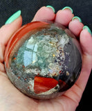 Bloodstone w/Pyrite Inclusions Crystal Sphere ✨🔮⚜️🩶🖤❤️🩸