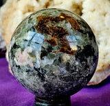 American Rhodonite aka Pink Opal & Green Tourmaline Crystal Sphere 💚✨😍🤯🔮🩷