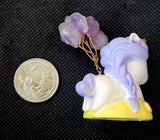Sleeping Unicorn on Yellow Cloud w/Wire Wrapped Amethyst Crystal Tree ✨🌳💜🦄💛☁️