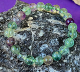 Rainbow Fluorite Crystal Stretch Bracelet ✨ 📿 💚💜🤩🌈