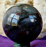 Bloodstone w/Pyrite Inclusions Crystal Sphere ✨🔮⚜️🩶🖤❤️🩸