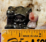 Pyrite Kitty Grim Reaper w/Plum Blossom Jasper Crystal Raven Figurine 😍🐦‍⬛⚜️🐈💀🌸