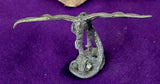 Antique Vintage Pewter Soaring w/Crystal Ball  🔮✨💜🐲🐉