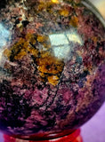 Rhodonite Crystal Sphere 🖤🔮🩷🧡✨