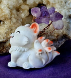 Winking Nine Tails w/Wire Wrapped Amethyst Crystal Tree 🌳🦊🔥