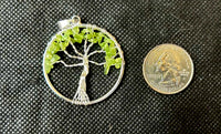 Peridot Tree of Life Silver Wire Wrapped Crystal Pendant