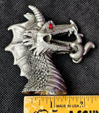 Vintage Antique Pewter Dragon Bust Figurine w/Red Eyes 🐲❤️🔥🩶🐉