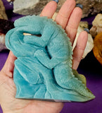 Hand Carved Caribbean Calcite Crystal Stone Iguana  Lizard Figurine 🦎🐚🌊
