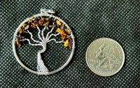 Tiger's Eye Tree of Life Silver Wire Wrapped Crystal Pendant