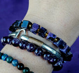Cubic Shaped Charoite Crystal Stretch Bracelet 📿✨💜🤩🤯🖤