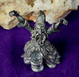 Vintage Antique Pewter Wizard Figurine w/Crystal Ball 🔮✨🩶🧙‍♂️🧙‍♀️