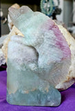 LG. Rainbow Fluorite Crystal Lizard Climbing Rock Sculpture 🪨🦎💚☪️✨😍