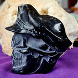 LG. Black Agate Crystal Pirate Skull Carving ⚓🏴‍☠️🤯✨☠️🦜🖤
