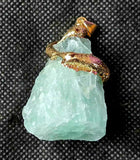 Raw Green Fluorite w/Red Jasper Gold Wrapped Necklace ✨❤️📿💚