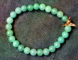 Handcrafted Green Aventurine Crystal w/Copper Hummingbird Accent Stretch Bracelet 🐦📿✨💚