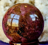 Sunset Rhodonite Crystal Sphere 🩷🔮🧡