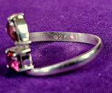 925 Sterling Silver Bypass Ring w/Garnet & Ruby Gemstones ❤️✨💍🩷🤩😍