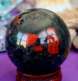 Polished Bloodstone Crystal Sphere ✨🔮🩸🩶⚜️
