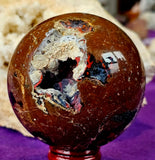 ✨RARE✨ Partially Raw/Polished Fire Agate Crystal Sphere 🔮🤩🤯🥵🌹🔥