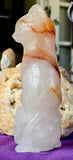 XL Red Hematoid Quartz Crystal Kitty Cat Sitting on Skull ☠️💀🐈🐾🤩✨🤯💎🤍❤️