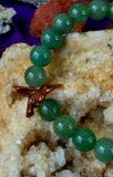 Handcrafted Green Aventurine Crystal w/Copper Hummingbird Accent Stretch Bracelet 🐦📿✨💚